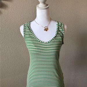 Seraphine Green & Cream Striped Ribbed Tank